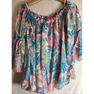 Lilly Pulitzer Nevie top totally blossom  Off-The-Shoulder Top women‎ size M